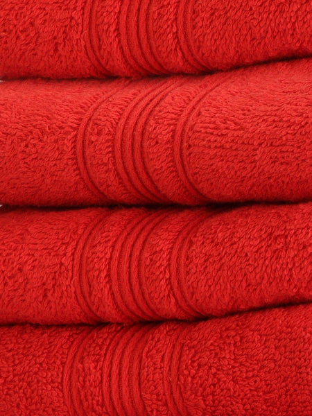 Lushomes Hibiscus Red Super Soft and Fluffy Cotton Hand Towel Set (Size 40 x 60 cms, Pack of 6, 450 GSM) - Lushomes