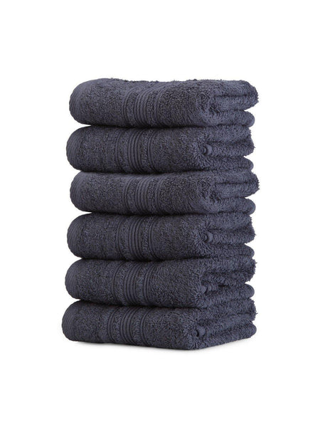 Lushomes Navy Super Soft and Fluffy Cotton Hand Towel Set (Size 40 x 60 cms", Pack of 6 Pcs, 450 GSM) - Lushomes