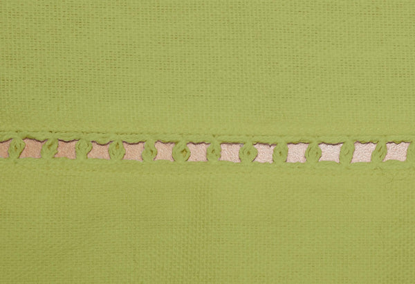 Lushomes Light Green Premium Cotton Table Runner with Ladder Lace (Size 40 x 180 cms, Single Pc) - Lushomes