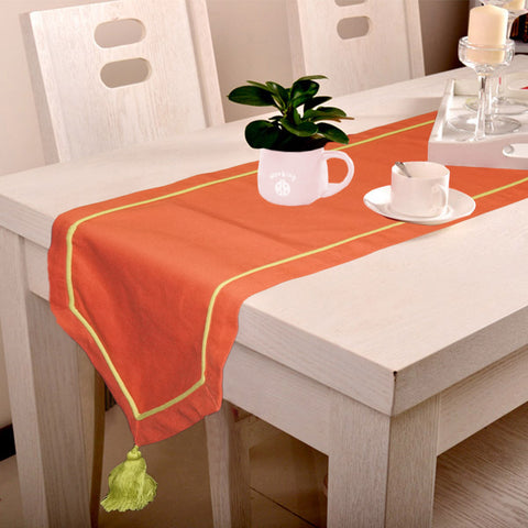 table runner for 6 seater dining table, Maroon DiningTable Runner with Green Contrasting Cord (Size 30 x 180 cms, Single Pc)