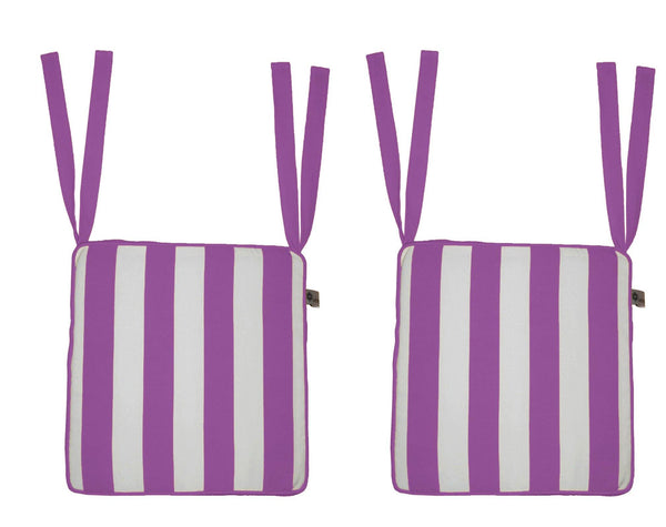 Lushomes Purple Square Striped Chairpad with Top Zipper and 4 Strings (2 pcs) - Lushomes