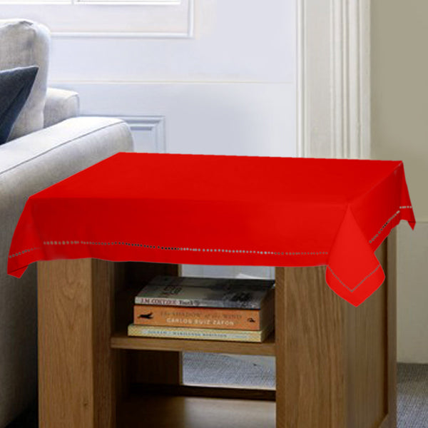 Lushomes Plain Red Side Table Cover Linen (40 x 40 Inches, Single Pc)