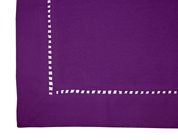 Lushomes Royal Lilac Premium Side Cotton Table Cloth with Ladder Lace (Size 100 x 100 cms, Single Pc) - Lushomes