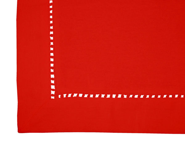 Lushomes Red Premium Side Cotton Table Cloth with Ladder Lace (Size 100 x 100 cms, Single Pc) - Lushomes