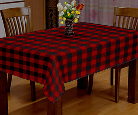 Lushomes Buffalo Checks Red and Black Plaid Square Dining Table Cover Cloth (Size 60 x 60”, 4 Seater Square Table Cloth)