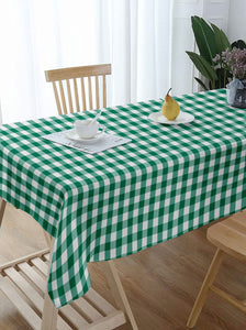 Lushomes Buffalo Checks Parrot Green Plaid Dining Table Cover Cloth (Size 60 x 84 inches, 6 Seater Table Cloth)