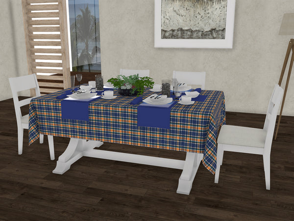 Lushomes Gingham Classic Checks 100% Cotton 6 Seater Rectangle Dining Table Cover (58 x 90 inches, Single Pc)