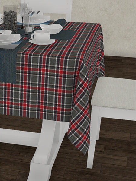 Lushomes Gingham School Checks 100% Cotton 6 Seater Rectangle Dining Table Cover (58 x 90 inches, Single Pc)