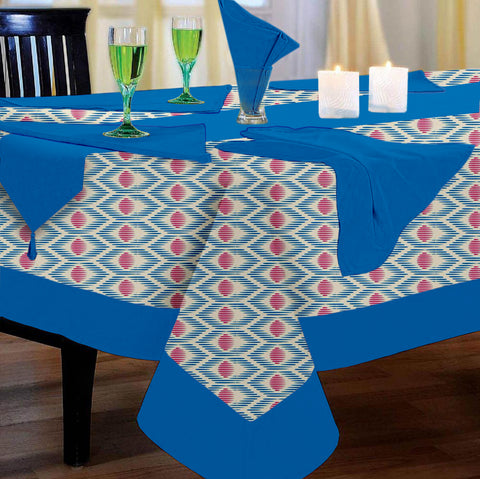 Lushomes dining table cover 6 seater set, Diamond Printed 6 Table Linen Set, Home Decor Items (1 Table Cloth 60 x 90 inches + 1 Runner in Size 12x102 Inches+ 6 Napkins in Size 17x17 Inches)