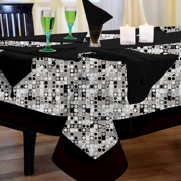 Lushomes dining table cover 6 seater set, Printed 6 Seater Table Linen Set, Home Decor Items (1 Table Cloth 60 x 90 inches + 1 Runner in Size 12x102 Inches+ 6 Napkins in Size 17x17 Inches)
