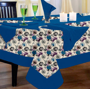 Lushomes dining table cover 6 seater set, Cotton Watercolor Printed 6 Seater Table Linen Set, Home decor(1 Table Cloth 60 x 90 inches + 1 Runner in Size 12x102 Inches+ 6 Napkins in Size 17x17 Inches)
