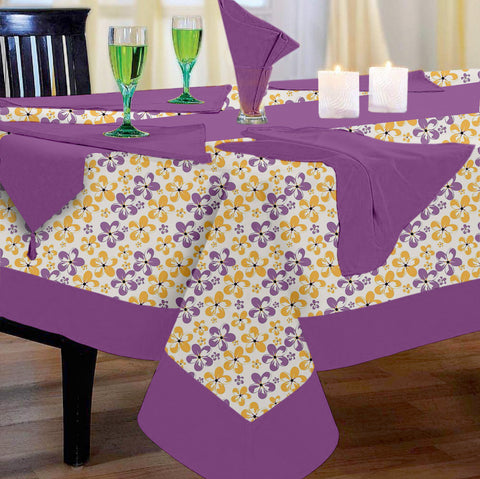 Lushomes dining table cover 6 seater set, Shadow Printed 6 Seater Table Linen Set, Home Decor Items (1 Table Cloth 60 x 90 inches + 1 Runner in Size 12x102 Inches+ 6 Napkins in Size 17x17 Inches)
