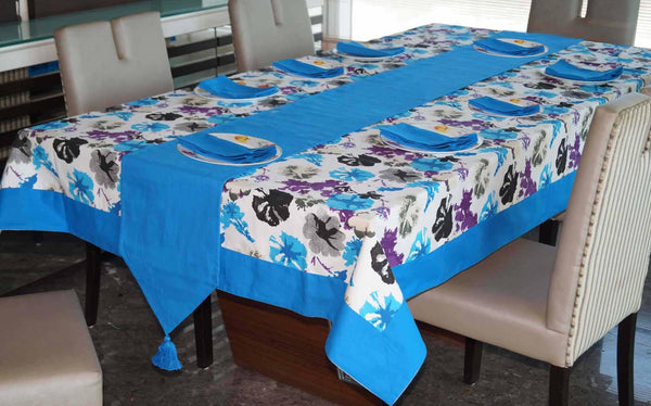 Lushomes Watercolor Printed 8 Seater Table Linen Set - Lushomes