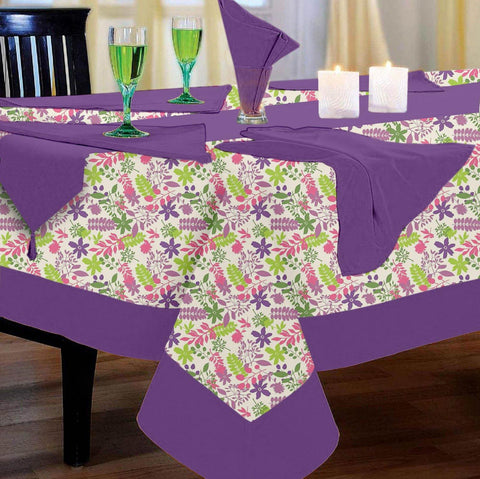 Lushomes Purple Rain Printed 12 Seater Table Linen Set - Lushomes
