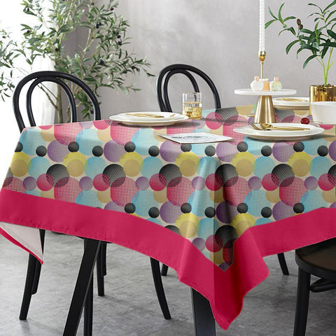 Lushomes 12 Seater Circles Printed Dining Table Cover Cloth Linen  (Size- 120 x 70 Inches, Single Pc )
