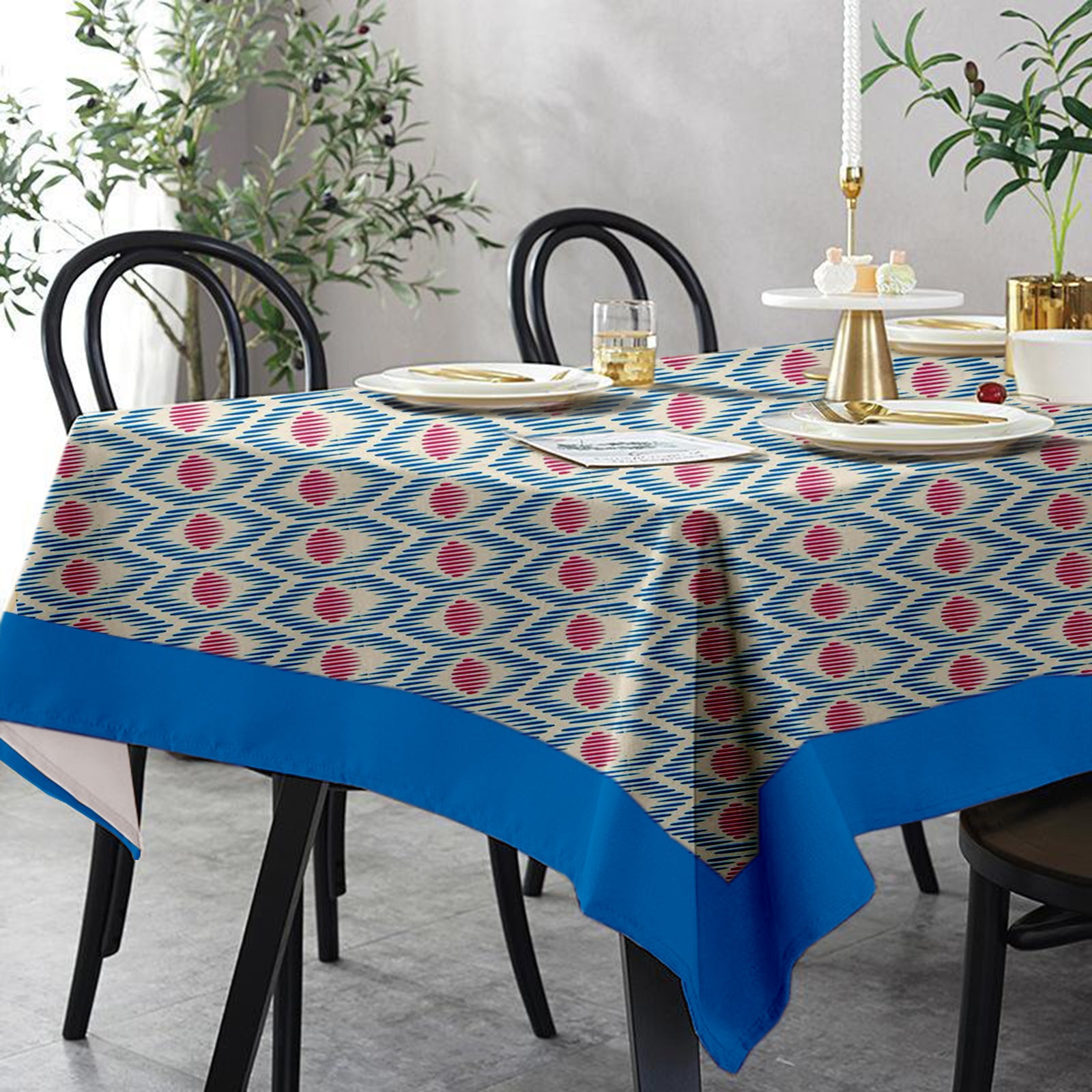 Lushomes 12 Seater Diamond Printed Dining Table Cover Cloth Linen  (Size- 120 x 70 Inches, Single Pc )