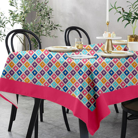 Lushomes 12 Seater Square Printed Dining Table Cover Cloth Linen  (Size- 120 x 70 Inches, Single Pc )