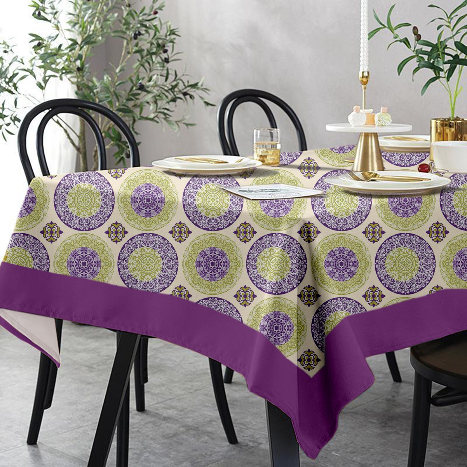 Lushomes dining table cover 4 Seater, Bold Printed Dining Table Cover Cloth Linen, Home Decor Items, table cloth, table cover, dinning table cover  (Pack of 1, 60 x 60 inches)