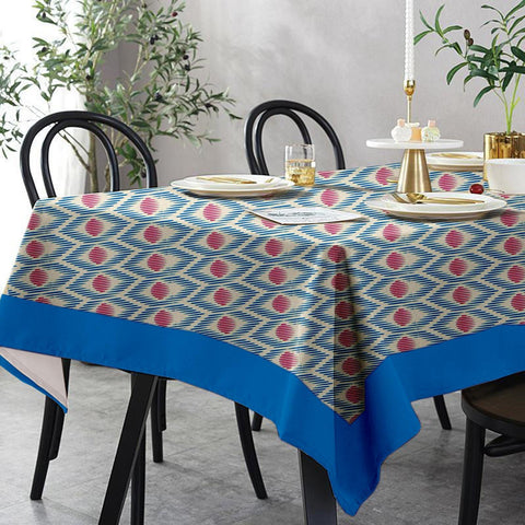Lushomes 6 Seater Small Diomond Printed Dining Table Cover Cloth Linen (Pack of 1, 78 x 55 inches) - Lushomes