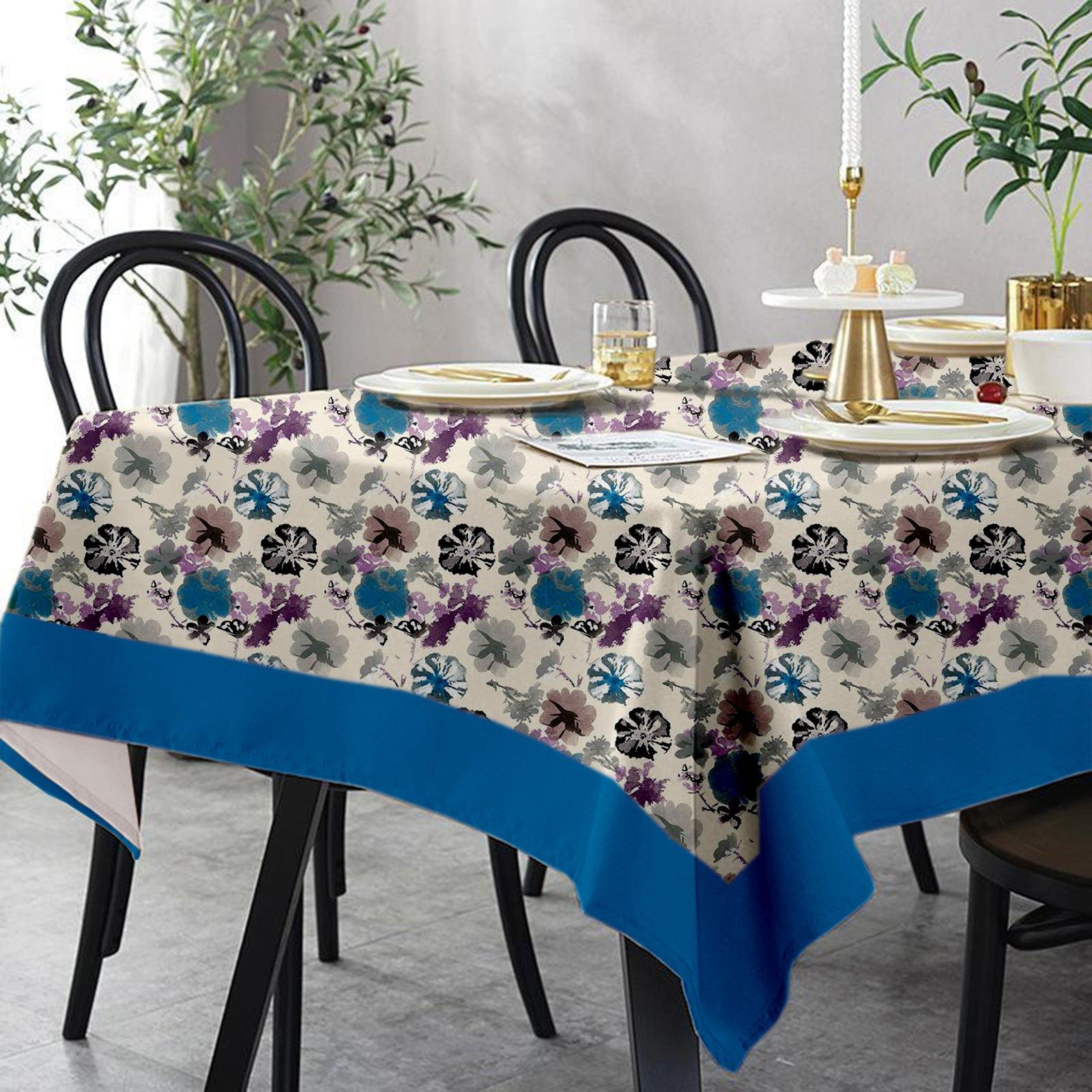 Lushomes 6 Seater Small Watercolor Printed Dining Table Cover Cloth Linen (Pack of 1, 78 x 55 inches) - Lushomes
