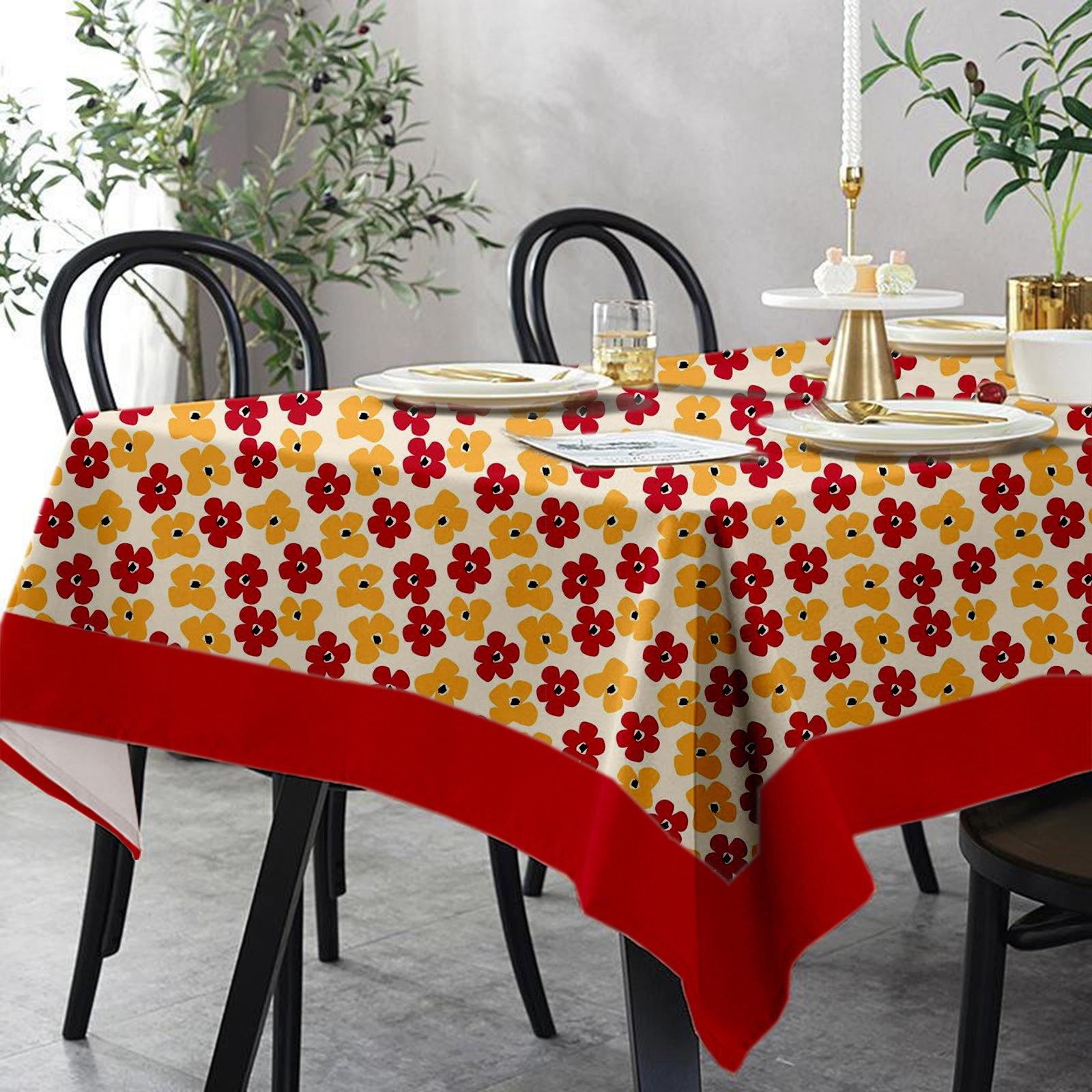 Lushomes 8 Seater Basic Printed Dining Table Cover Cloth Linen (Pack of 1, 108 x 60 inches) - Lushomes