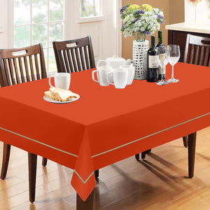 Lushomes 6 Seater Orange Dining Table Cover Cloth Linen with Beige Cord Piping (Pack of 1, 60 x 90 inches)