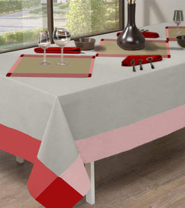 Lushomes Rectangle Terra/Beige Dining Tablecloth for Dinning Table 6 Seater Cotton - Lushomes