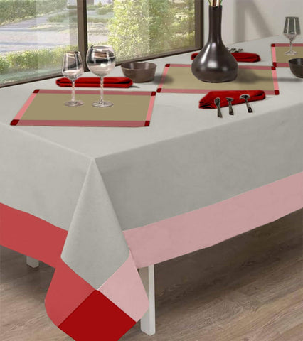 Lushomes Rectangle Terra/Beige Dining Tablecloth for Dinning Table 6 Seater Cotton - Lushomes