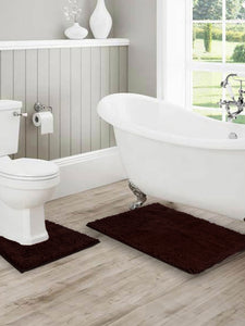 Lushomes Bathroom Mat, 2200 GSM Floor Mat with High Pile Microfiber, anti skid mat  with Contour footmat Anti Slip  (Bathmat Size 20 x 30 Inch, Contour Size 18 x 20 Inch, Single Pc, Dark Brown)