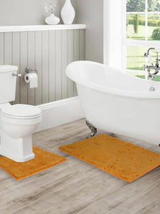 Lushomes Bathroom Mat, 2200 GSM Floor Mat with High Pile Microfiber, anti skid mat  with Contour footmat Anti Slip  (Bathmat Size 20 x 30 Inch, Contour Size 18 x 20 Inch, Single Pc, Light Brown)