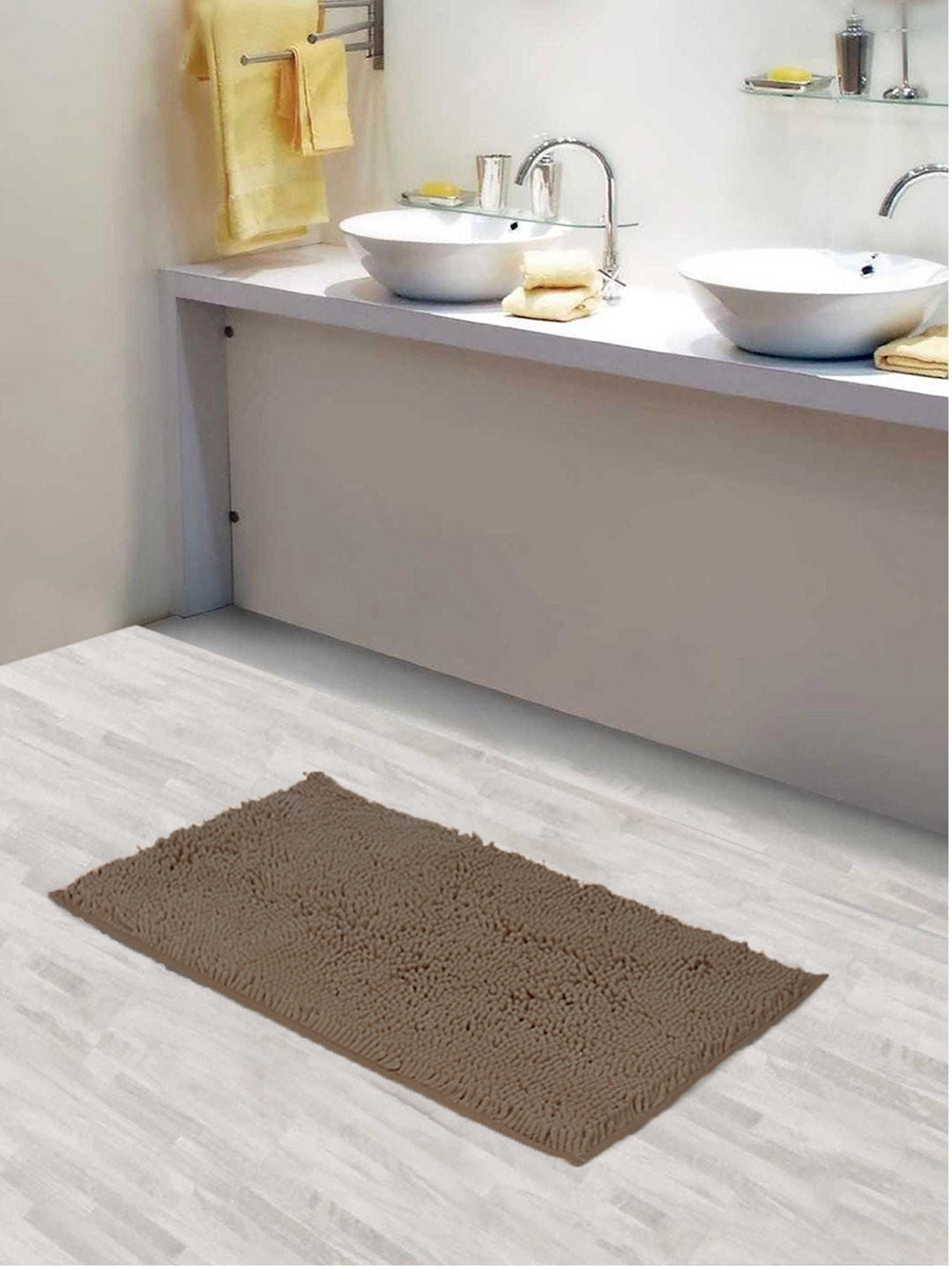 Lushomes Bathroom Mat, 2200 GSM Floor, bath mat Mat with High Pile Microfiber, anti skid mat for bathroom Floor, bath mat Non Slip Anti Slip, Premium Quality (16 x 24 Inch, Single Pc, Grey)