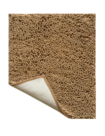 Lushomes Bathroom Mat, 2200 GSM Floor, bath mat Mat with High Pile Microfiber, anti skid mat for bathroom Floor, bath mat Non Slip Anti Slip, Premium Quality (16 x 24 Inch, Single Pc, Beige)