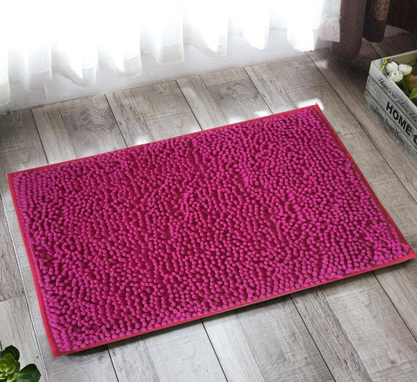 Lushomes bathroom mat, anti slip mat for bathroom floor, 1200 GSM Floor Mat with High Pile Microfiber, door mats for bathroom (16 x 24 Inch, Single Pc, Purple)