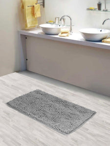 Lushomes Bathroom Mat, 1800 GSM Floor Mat with High Pile Microfiber, anti skid mat for bathroom floor, bath mat, door mats for bathroom (16 x 24 Inch, Single Pc, Grey)