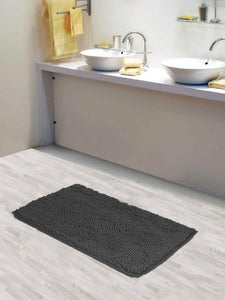 Lushomes Bathroom Mat, floor mats for home, anti slip mat, non slip mat, 1800 GSM Floor Mat with High Pile Microfiber, anti skid mat for bathroom floor (12 x 18 Inch, Single Pc, Dark grey)