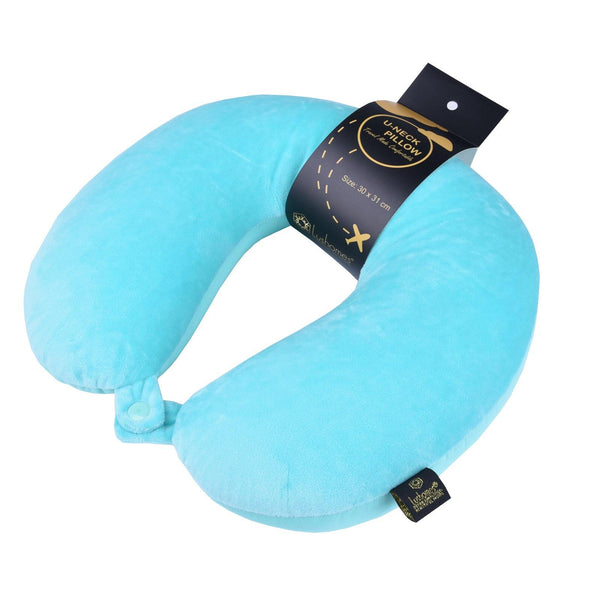 Lushomes Blue Microbeads Travel Neck Pillow (12 x 12 inches, Single pc) - Lushomes