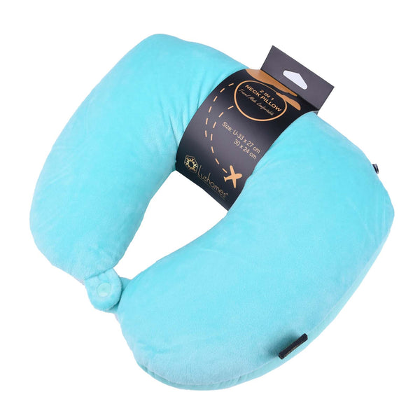 Lushomes Blue 2 in 1, Magic Travel Neck Pillow (Neck Pillow: 11 x 13 inches, Pillow: 10 x 12 inches, Single Pc)
