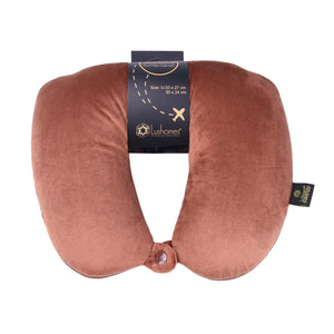 Lushomes Brown 2 in 1, Magic Travel Neck Pillow (Neck Pillow: 11 x 13 inches, Pillow: 10 x 12 inches, Single Pc)