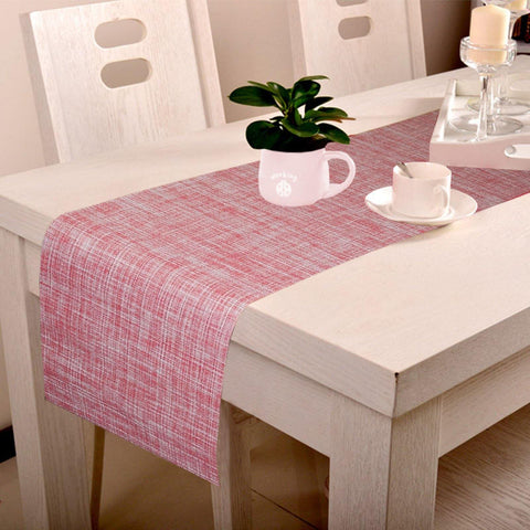 Lushomes Red Jacquard Waterproof and heat resistant PVC Runner ( 30 x 180 cms) - Lushomes