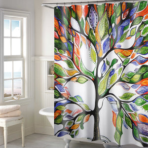 Lushomes shower curtain, Tree Printed, Polyester waterproof 6x6.5 ft with hooks, non-PVC, Non-Plastic, For Washroom, Balcony for Rain, 12 eyelet & 12 Hooks (6 ft W x 6.5 Ft H, Pk of 1)