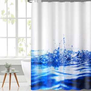 Lushomes shower curtain, Water  Printed, Polyester waterproof 6x6.5 ft with hooks, non-PVC, Non-Plastic, For Washroom, Balcony for Rain, 12 eyelet & 12 Hooks (6 ft W x 6.5 Ft H, Pk of 1)
