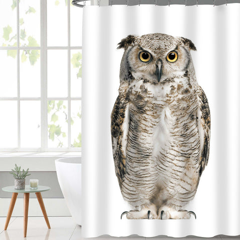 Lushomes shower curtain, Owl Printed Printed, Polyester waterproof 6x6.5 ft with hooks, non-PVC, Non-Plastic, For Washroom, Balcony for Rain, 12 eyelet & 12 Hooks (6 ft W x 6.5 Ft H, Pk of 1)