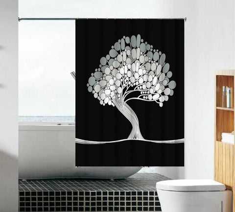 Lushomes shower curtain, Positive Printed, Polyester waterproof 6x6.5 ft with hooks, non-PVC, Non-Plastic, For Washroom, Balcony for Rain, 12 eyelet & 12 Hooks (6 ft W x 6.5 Ft H, Pk of 1)