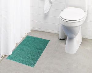 Lushomes Bathroom Mat, floor mats for home, anti slip mat, non slip mat 1800 GSM Floor Mat with High Pile Microfiber, mat for bathroom floor, Anti Skid Spray Backing  (12 x 18 Inch, Single Pc, Blue)