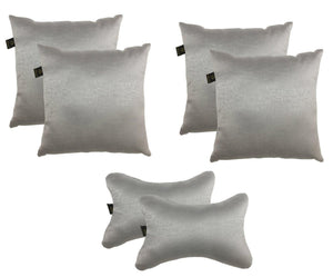 Lushomes Textured Blackout Light Grey Car Set (4 pcs Cushions & 2 pcs Neck rest Pillow) - Lushomes