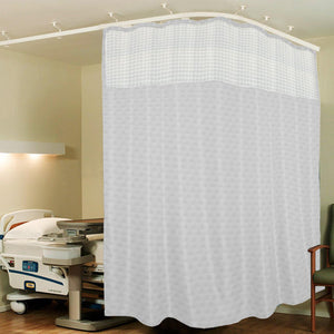 Lushomes White ICU Partition Cubes Square Net Hospital Curtain with 8 Eyelets and 8 C-Hooks (Size 366 X 215 cms, Single Pc, 3 partition Curtains Stitched Together) - Lushomes