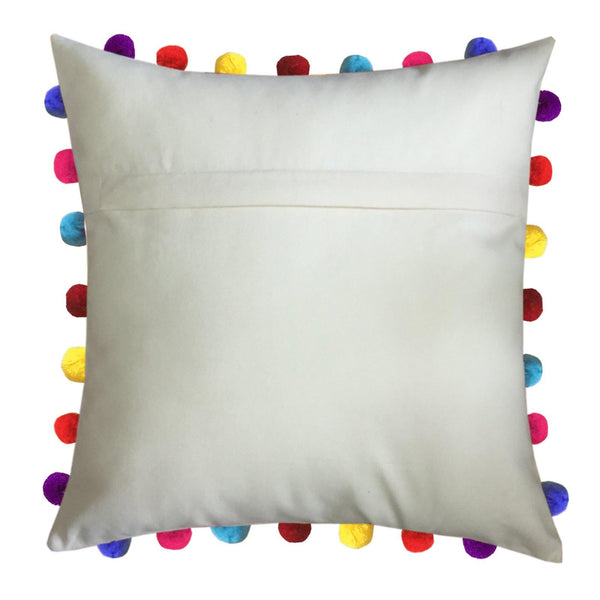 Lushomes Ecru Cushion Cover with Colorful Pom Poms (3 pcs, 20 x 20‰۝) 