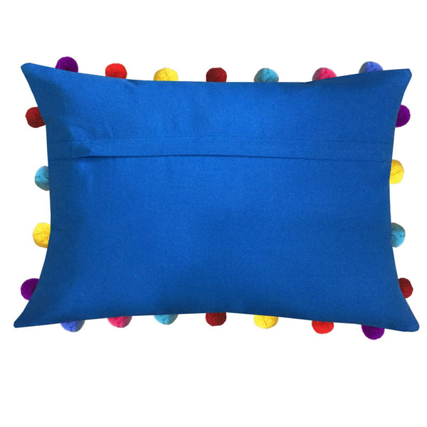 Lushomes Sky Diver Cushion Cover with Colorful Pom poms (5 pcs, 14 x 20‰۝) 