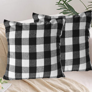 Lushomes Square Cushion Cover, Cotton Sofa Pillow Cover set of 4, 16x16 Inch, Big Checks, Black and White Checks, Pillow Cushions Covers (Pack of 4, 40x40 Cms)