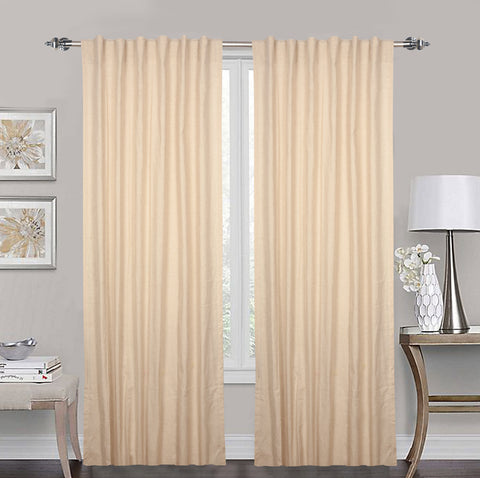 linen curtains, light filtering curtains, Flax Cotton, Colour Natural for Living Room or Bedroom with Reverse Tab Top, 50 x84 inch, 84 inch curtains 2 panel set, tan curtains,100% Cotton by Lushomes